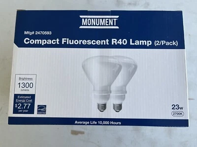 2 Pack Compact Fluorescent Light Bulbs R40 Warm White Flood Lamp - Image 1 of 4