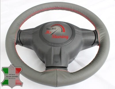 FUR PLYMOUTH ACCLAIM 89-95 GRAU LEDER-LENKRADABDECKUNG, ROT STIT Foto 1 de 4