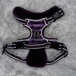 No Pull Adjustable Dog Harness Reflective Outdoor Hiking Harness Purple Forest - Picture 1 of 3
