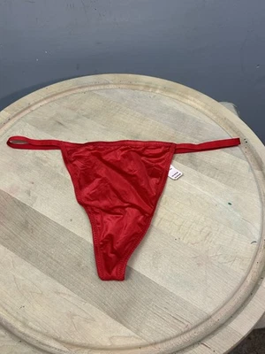 Victoria's Secret V-String Womens XL Red Satin Gold V Logo Lingerie Panty New - Image 1 of 4