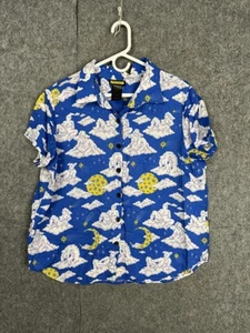 Camisa Nooworks Para Mujer 3XL Azul Nube Luna Estrella Estampado Botones Rayón California - Imagen 1 de 7