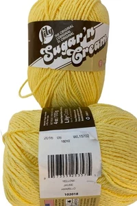 2 matassine Giglio Zucchero n' Cream Filato Giallo Jaune Amarillo 4 oz. ogni 100% USA Cott - Foto 1 di 3