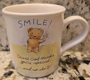 Smile Cause God Thinks You’re Special And So Do I Coffee Mug Teddy Bear & Flower - Picture 1 of 9