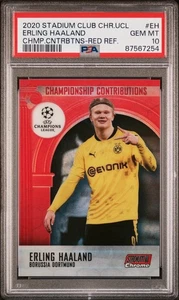 2020/21 Topps Stadium Club Chrome UCL Erling Haaland /10 Championship Red PSA 10 - Bild 1 von 2