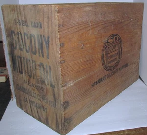 SOCONY Standard Oil Company NY LARGE Wood Shipping Crate For Two 5 Gal Oil Cans - Picture 1 of 7