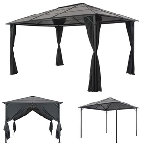 Pavillon 4 x 3 m Gartenpavillon 3x 3 m Partyzelt mit Vorhang Aluminium PC-Platt - Bild 1 von 26