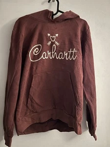 Carhartt Mens Brown Hooded Sweatshirt Size M - Picture 1 of 6