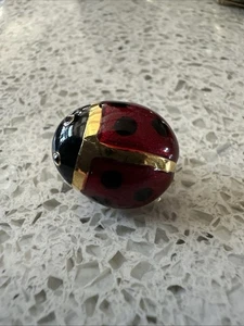 Vtg Carolee Signed Lady Bug Red & Black Enamel Lapel Pin - Picture 1 of 3