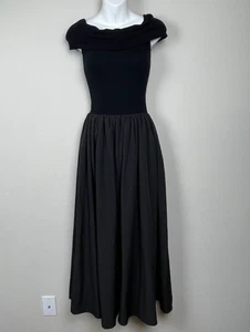 Maxi Vestido Negro Commenso S Lechera Capucha Cuello Mixto Media Romántico - Imagen 1 de 6