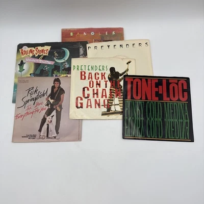 45 Records Pretenders Tone Loc Bangles Rolling Stones Rick Springfield Lot of 6 - Image 1 of 4