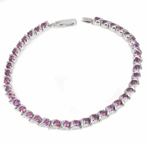 Summer 925 Silver Bracelet Round Rhodolite Garnet Natural Gemstone Jewelry - Picture 1 of 9