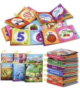 Dr.Rapeti Soft Cloth Crinkle Books Baby Books 6-Pack for Baby Infant Toddler - Picture 1 of 3