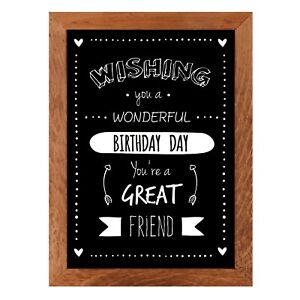 M&T Displays Slide-In Wooden Frame with Double Sided Chalkboard Dark Wood
