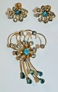 Vintage goldtone signed B.N. screw back earrings with unsigned brooch/pendant - Picture 1 of 3