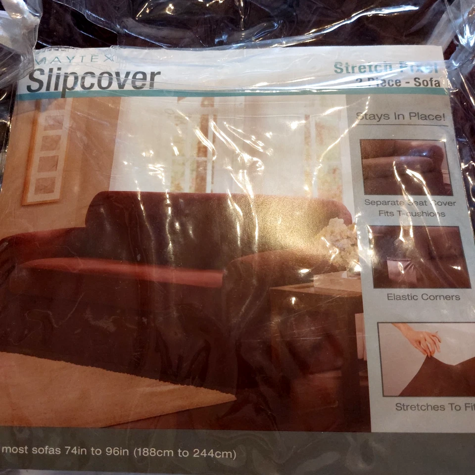 MAYTEX Pixel Stretch 2 Piezas SOFA Mueble Cubierta Slipcover VINO Nuevo Abierto Foto 1 de 4