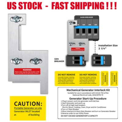 ZLYTOMORCYAL USA Generator Interlock Kit For General Electric Vertical 150 or 200 Amp Panels