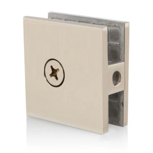 2" x 2" U-Clamp Clip Glass to Wall Shower Door Brushed Nickel Stainless Steel - Picture 1 of 5
