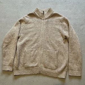 L.L Bean Sweater Mens Medium Knit Warm Chunky Mid Weight Cardigan Ragg Wool - Picture 1 of 10