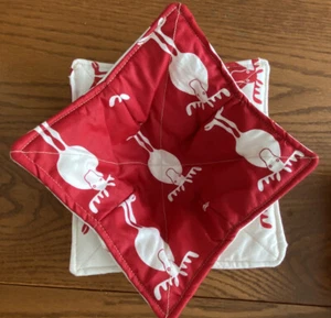 Microwavable Bowl Holder/Cozy 2 PC Set, Reversible Fabric 100% Cotton - Picture 1 of 3