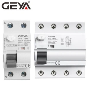 GEYA B-Typ ELCB Leistungsschalter RCCB RCD 2Pole 4Pole 40/63Amp 30/300mA 6kA - Picture 1 of 16