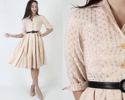 Mini Vestido Rockabilly Falda Completa Rockabilly Moderno Metal Cremallera Lateral De Colección Años 50 Mediados de Siglo Foto 1 de 4