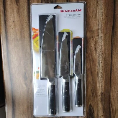 JUEGO DE CHEF DE 3 PIEZAS KITCHENAID CON CUBIERTAS DE CUCHILLAS CUCHILLAS DE ACERO JAPONÉS Foto 1 de 4