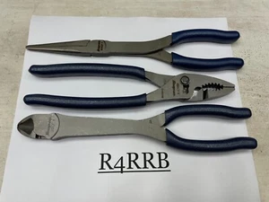 Snap-On Tools NEW 3pc POWER BLUE Soft Grip Heavy Duty Pliers Lot Set PL330ACFMB - Picture 1 of 14