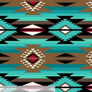 Teal Raindance Native American Fleece Fabric - 60" Wide - Sold by Yard & Bolt - Picture 1 of 1