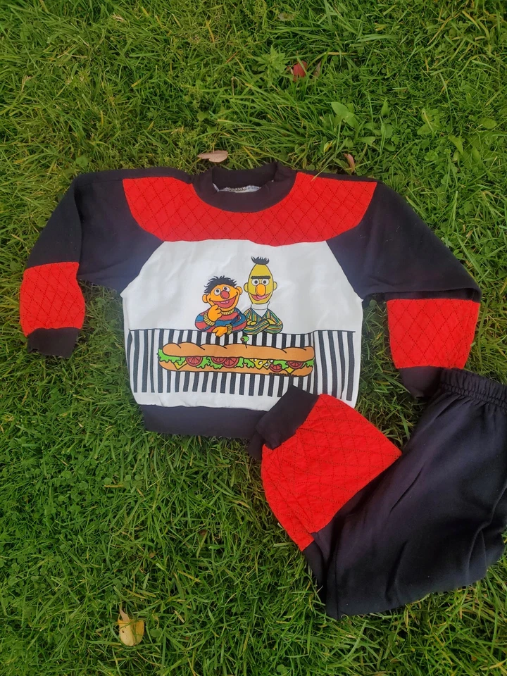 Vtg JcPenney Sesame Street Bert & Ernie Sub Sandwich Sweat Outfit Pants Shirt 5 - Image 1 of 4