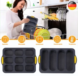 2x Backform Brot Silikon Backen Brötchen Backform Antihaft Baguette Form Set - Bild 1 von 12