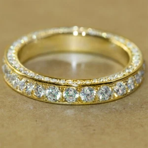 Anillo de moda femenina de 4mm de boda Cz Band de oro blanco Oro amarillo relleno de moda para mujer Szz 6-10 - Imagen 1 de 8