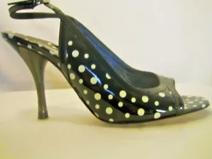 VIA SPIGA ITALY Black Patent Leather Polka Dots NEW Slingbacks 6 $259 - Picture 1 of 5