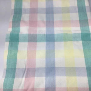 Vintage Baumwolle Tischdecke gestreift kariert grün gelb blau 77" x 56" - Bild 1 von 3