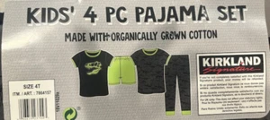 KIRKLAND BOYS 4 PC DINO PRINT PAJAMA SET (GRAY GREEN 7)NWT - Picture 1 of 2