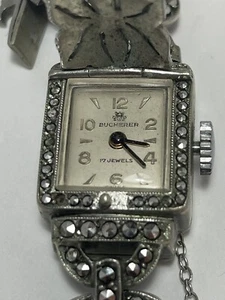 Bucherer Swiss Vintage Hidden Watch Marcasite Bracelet 17 Jewel - Picture 1 of 7