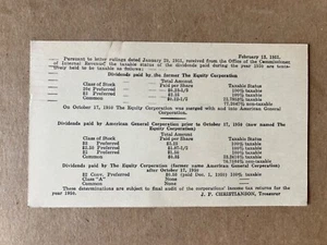 1951 The Equity Corp. (American General Corp.) Stocks Postal Card to Avon, NY - Picture 1 of 2
