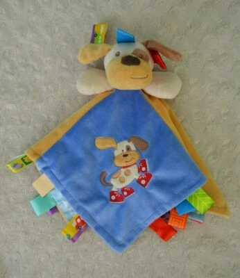 Taggies Cachorro Perro Lovey Manta de Seguridad Azul Rojo Tostado Tenis Mary Meyer Bebé Foto 1 de 4