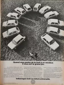 PUBLICITÉ DE PRESSE 1977 VOLKSWAGEN GOLF LA VOITURE UNIVERSELLE - Imagen 1 de 1