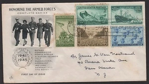 CUBIERTA DEL PRIMER DÍA DE EE. UU. #929..939 -- COMBO DE FUERZAS ARMADAS -- 1946 - Imagen 1 de 2