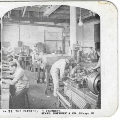The Electrotype Foundry, Sears, Roebuck & Co. Chicago. Tarjeta de Illinois, Stereoview Foto 1 de 3