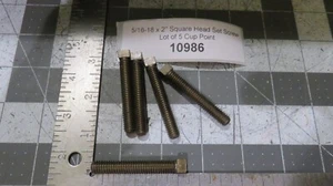 5/16-18 x 2" Square Head Set Screw Lot of 5 Cup Point - Picture 1 of 3