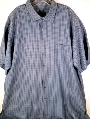 Joseph & Feiss-Mens Classic Short Sleeve Button Down Shirt-3XLT XXXL Tall-Blue - Image 1 of 4
