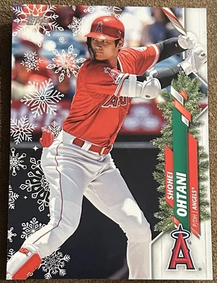 2020 Topps Holiday Holding Candy Cane BAT SSSP #HW26 Shohei Ohtani SUPER RARE - Image 1 of 2