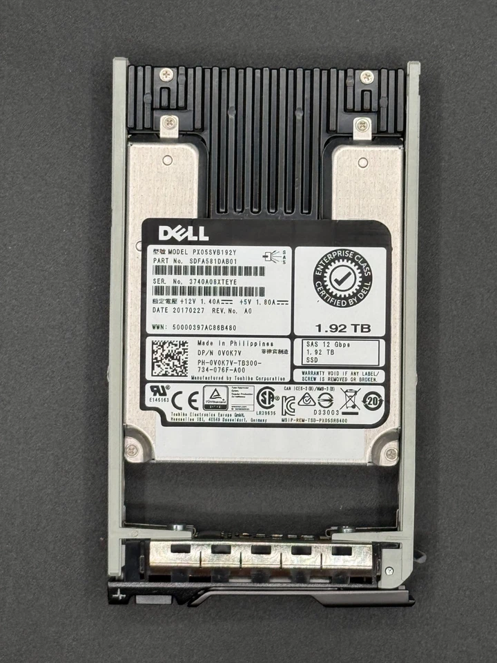 0V0K7V PX05SVB192Y Dell 192TB SAS 25 12G MU SSD health60 G2U Foto 1 de 4