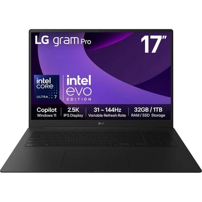 LG 17" Laptop 32 GB RAM 1TB Intel® Core™ Ultra 7 Windows 11 Home - Black 17 - Image 1 of 4