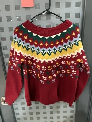 Nuevo con etiquetas Suéter Floral The Animal Rescue Site Rojo Fair Isle Talla M  Foto 1 de 4