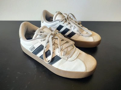 Adidas Men's VL Court 3.0 Shoes, Size 7, White w/ Black Stripes Casual Sneakers - Image 1 of 4