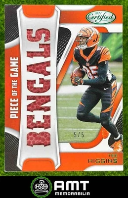 2021 Panini Certified Tee Higgins Piece of the Game Green 5/5 Bengals Football - Image 1 of 3