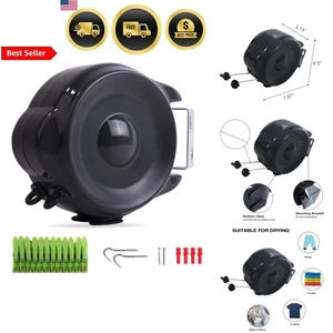 Retractable Clothesline Outdoor Indoor Laundry Line 99 FT Heavy Duty Wall Mou... - Picture 1 of 8