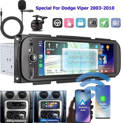 For Dodge Viper 2003-2010 Android 14 CarPlay Car Stereo Radio GPS WiFi FM 64GB - Image 1 of 4